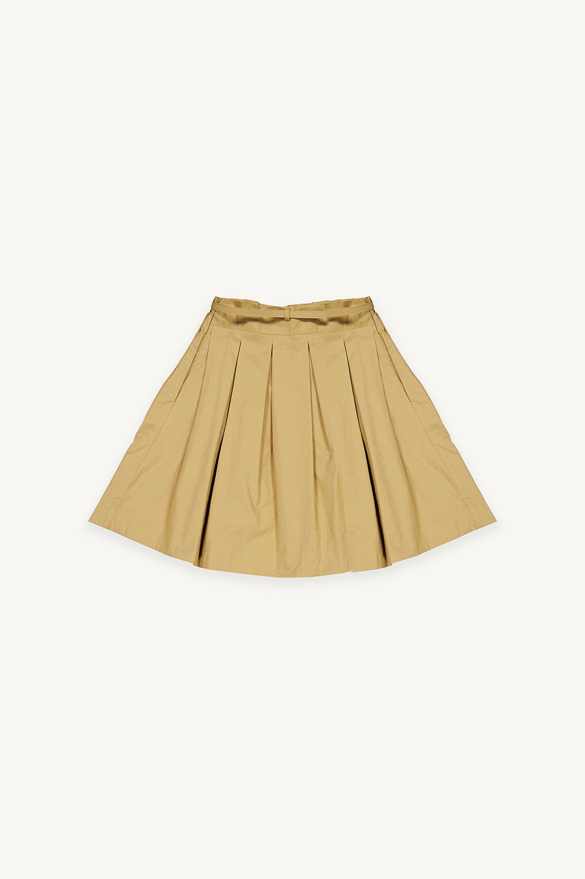 Balloon Belted Mini Skirt, Beige