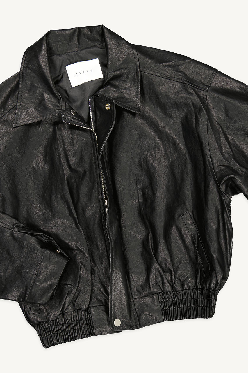 Soy Faux Leather Blouson, Black