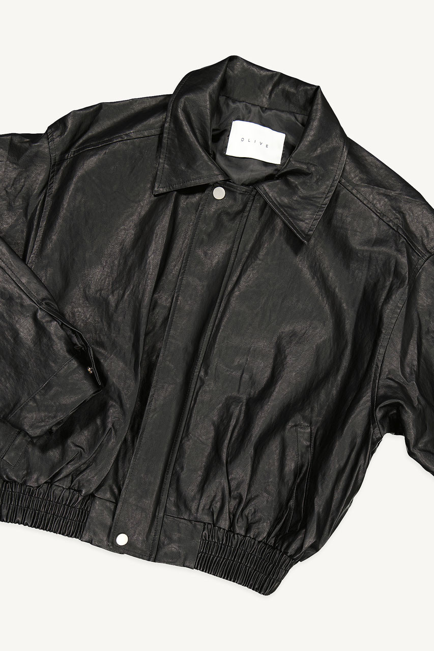 Soy Faux Leather Blouson, Black