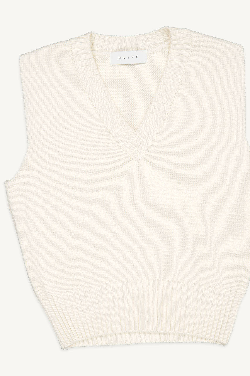 Vienna V Neck Vest, Ivory