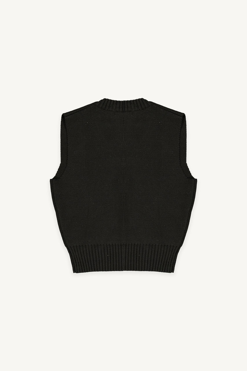 Vienna V Neck Vest, Black