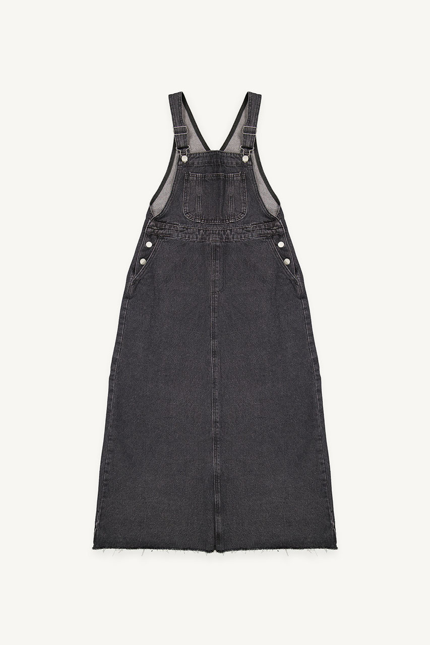 Jisu Denim Pinafore Dress, Black