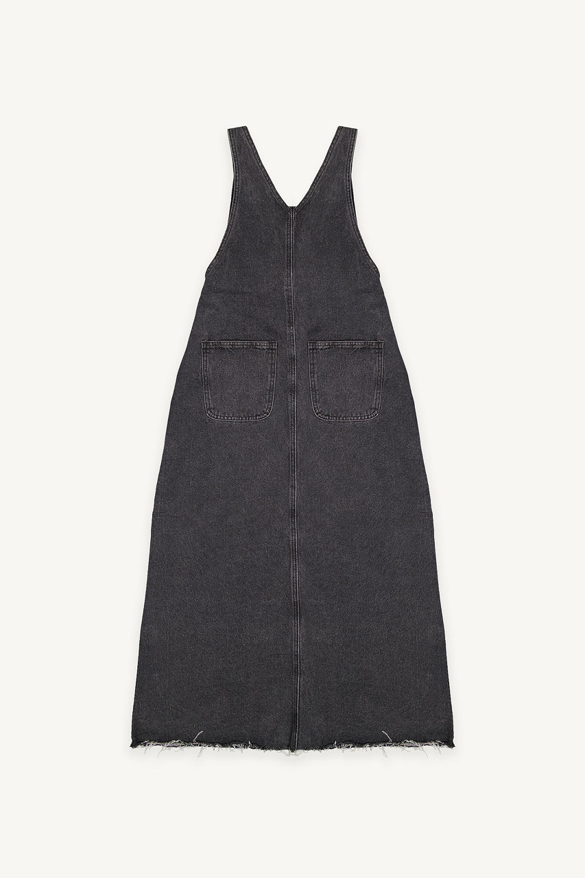 Jisu Denim Pinafore Dress, Black