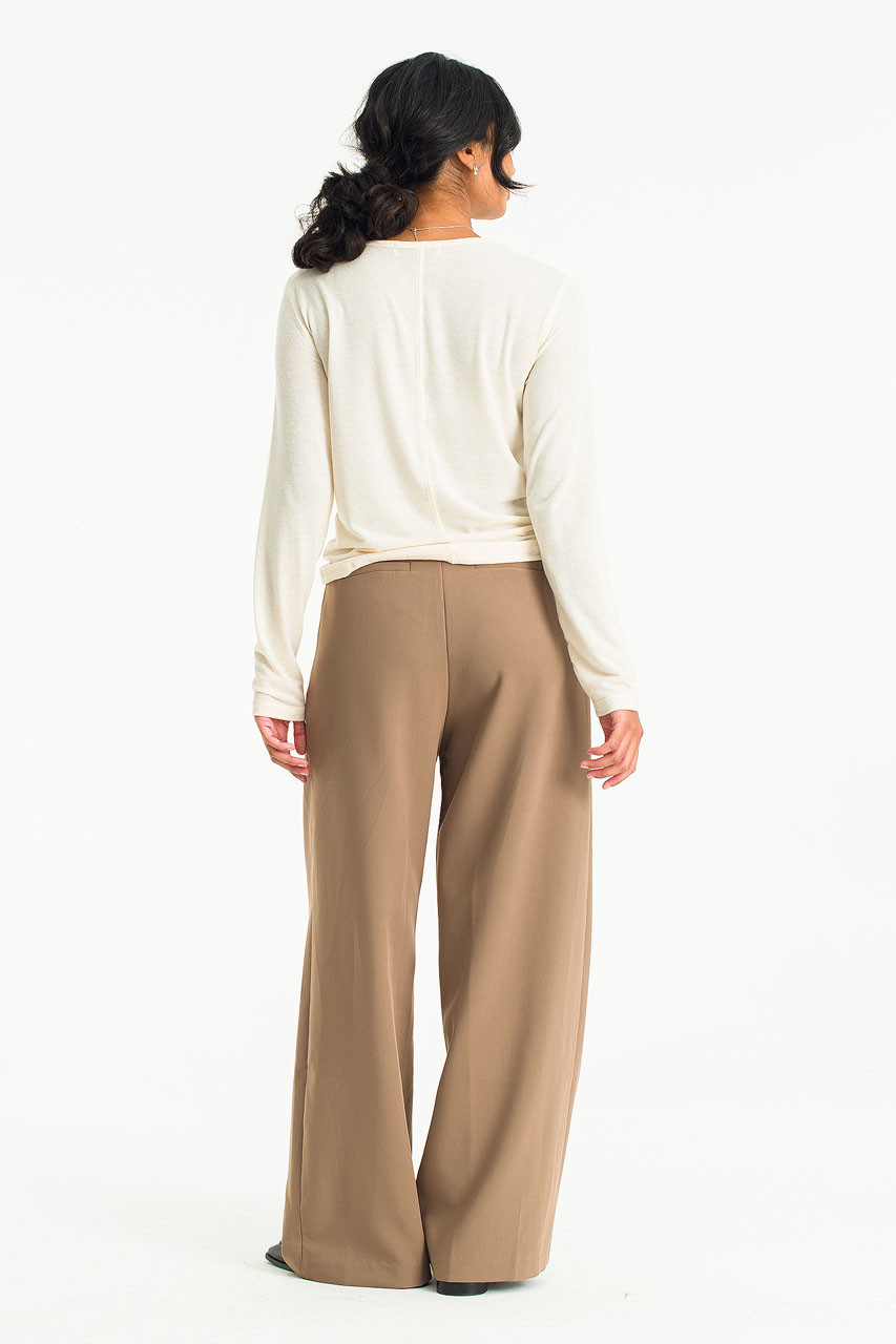 Time & Tru Women's Mid-Rise Bootcut Trouser Pants (Beige, 12)