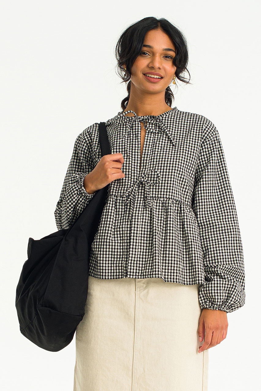 Takako Ribbon Blouse, Gingham