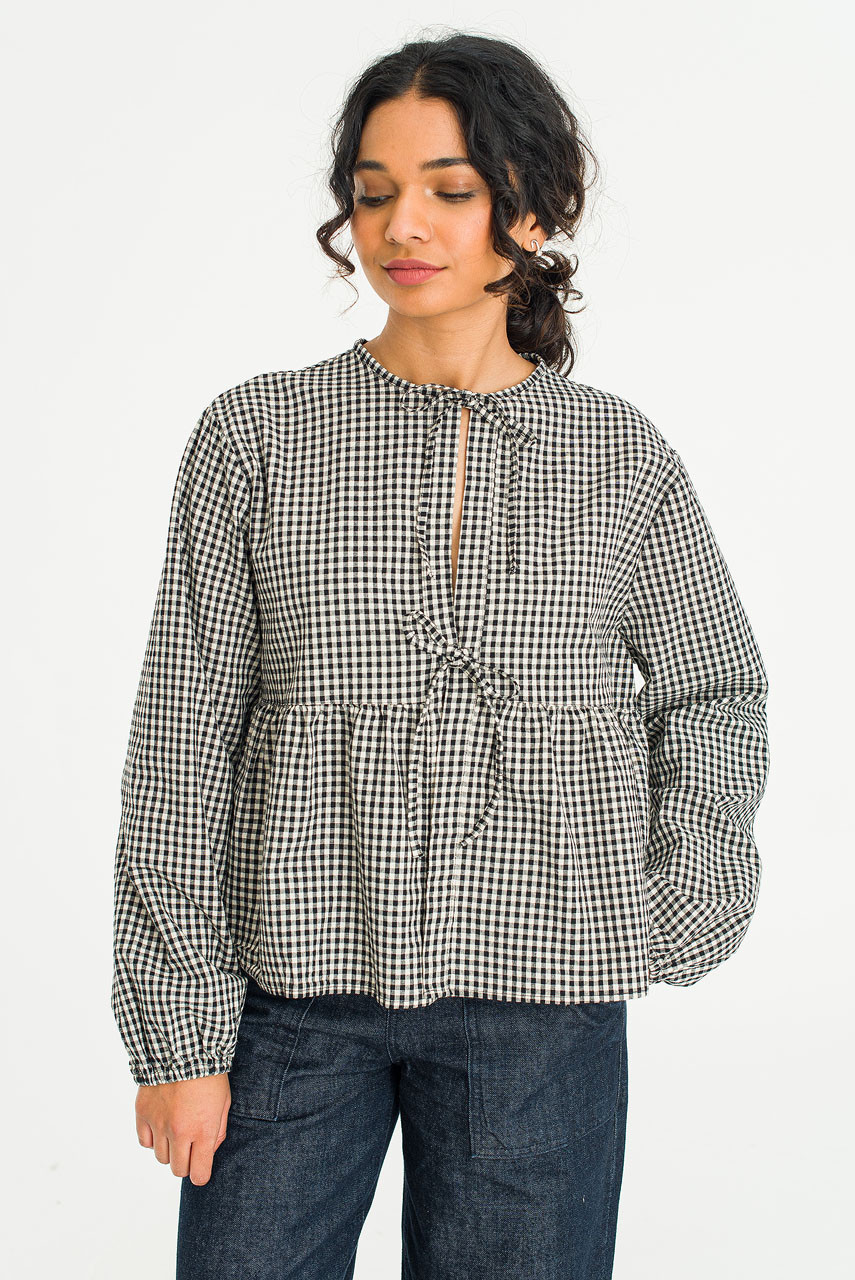 Takako Ribbon Blouse, Gingham