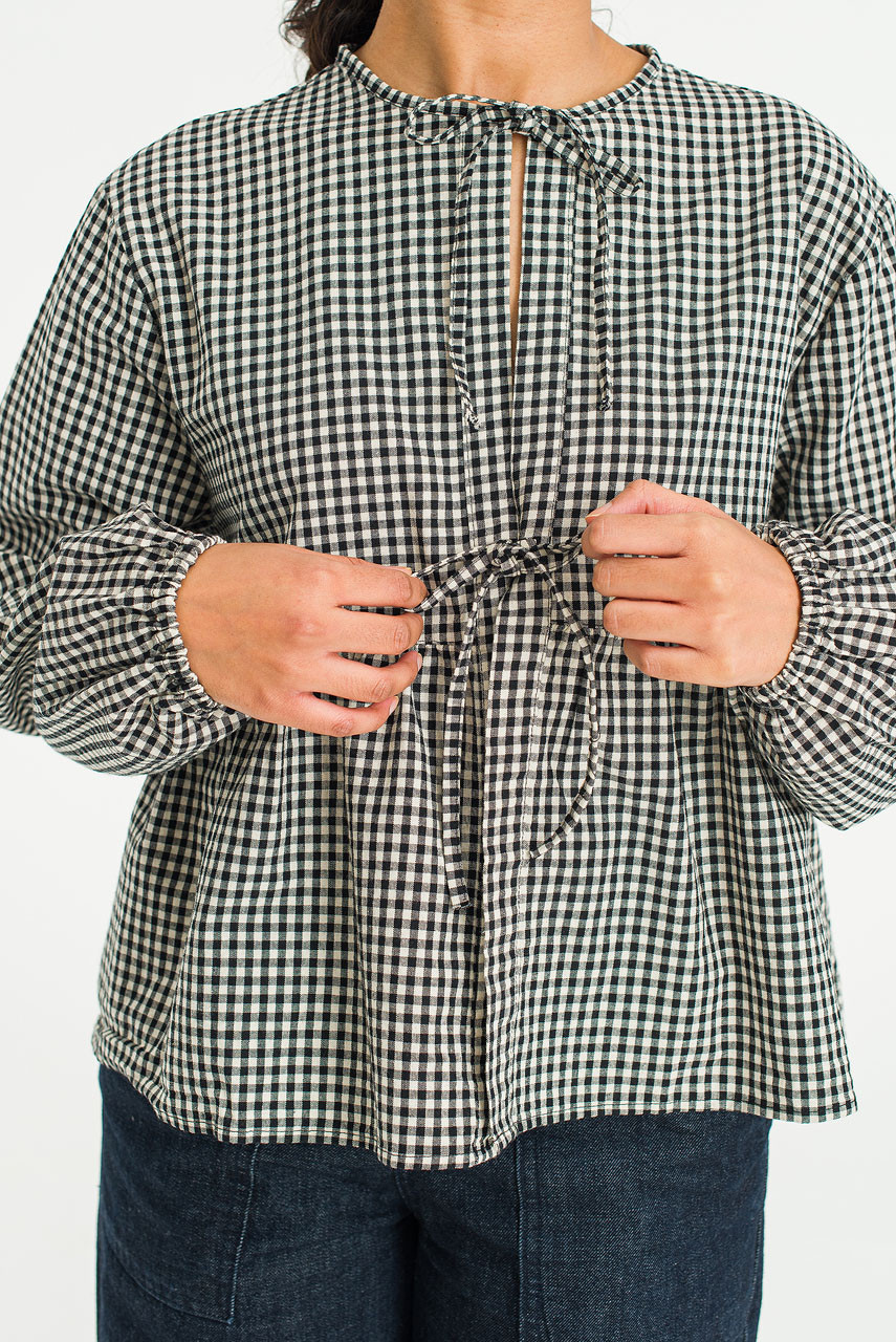Takako Ribbon Blouse, Gingham