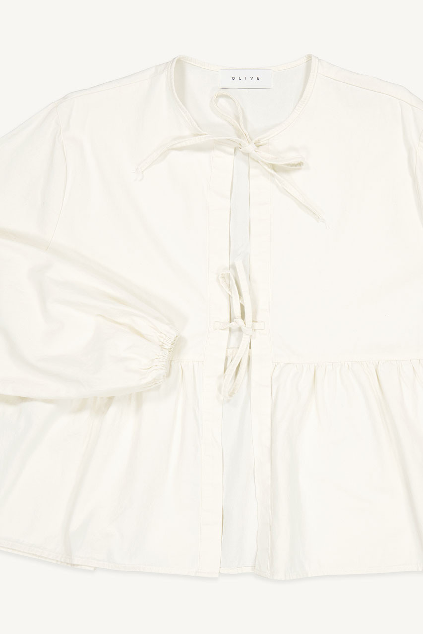 Takako Ribbon Blouse, Ivory