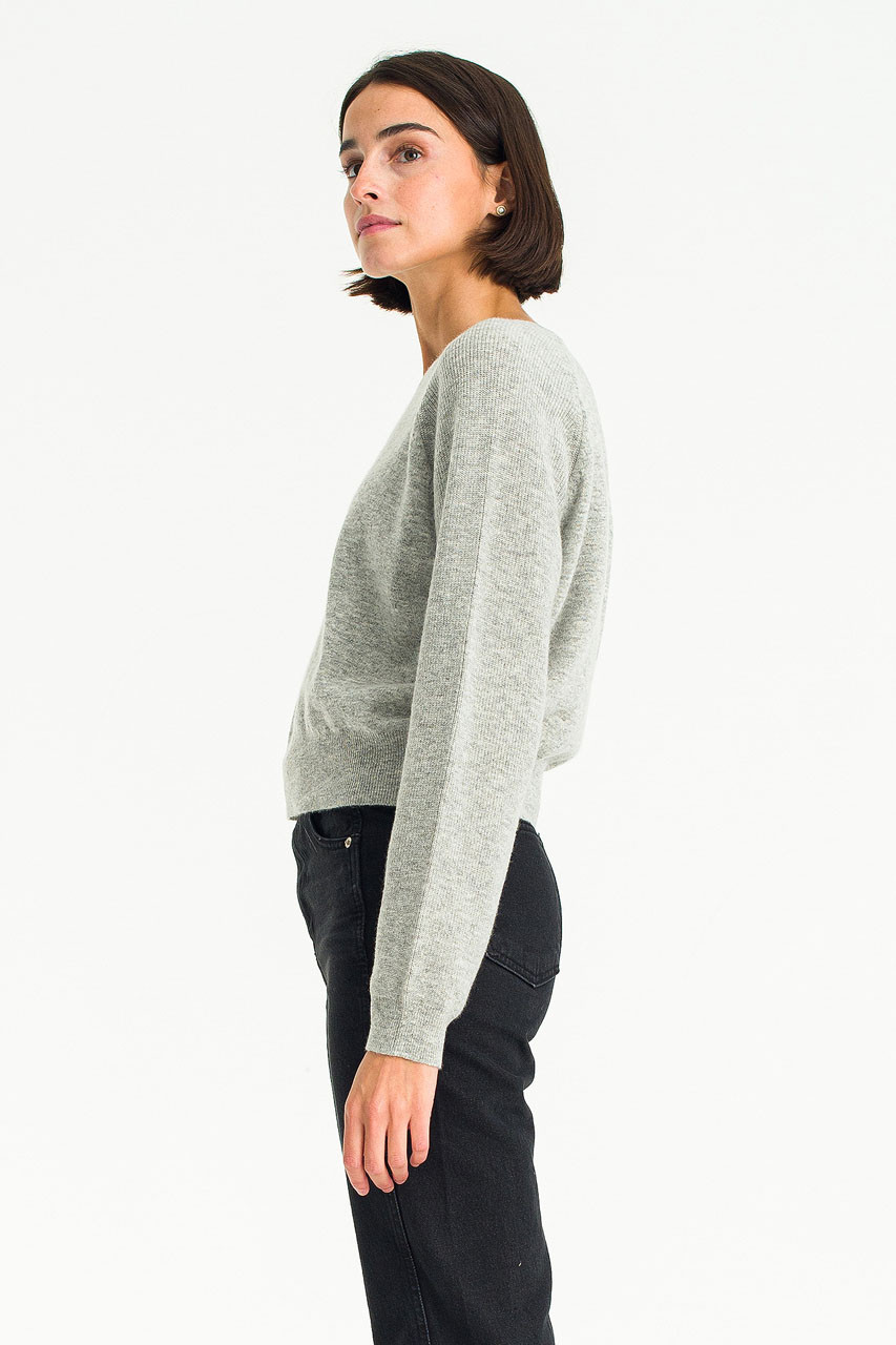 Yuki Scoop Neck Jumper, Melange Grey