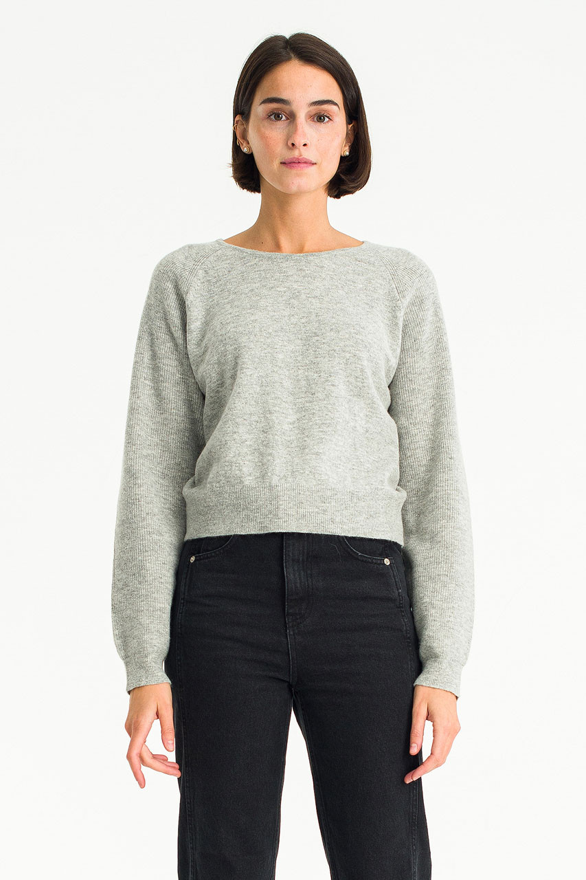 Yuki Scoop Neck Jumper, Melange Grey