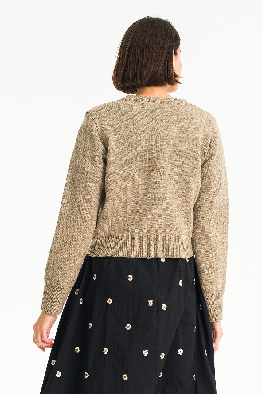 Unbalanced Button Jumper, Beige