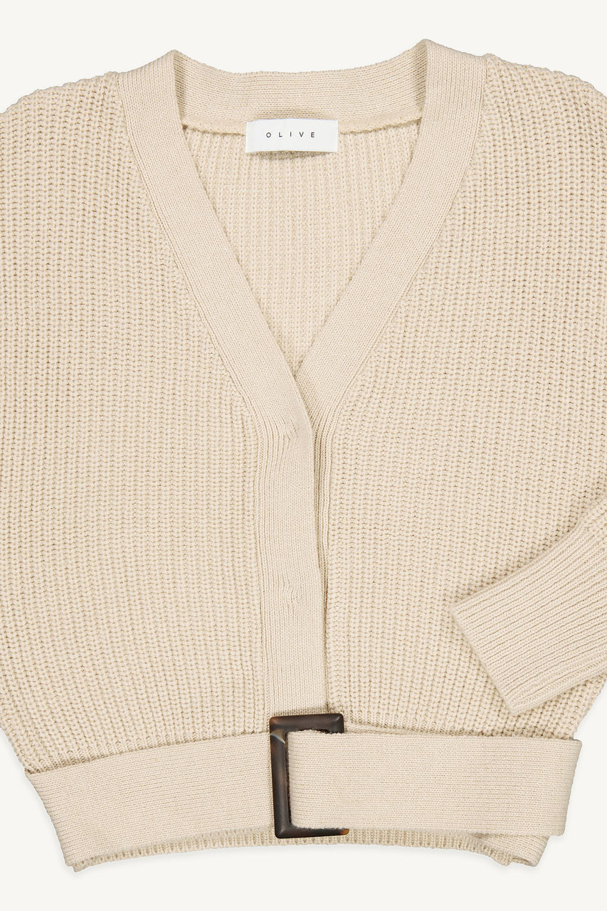 Hikiri Belted Cardigan, Beige