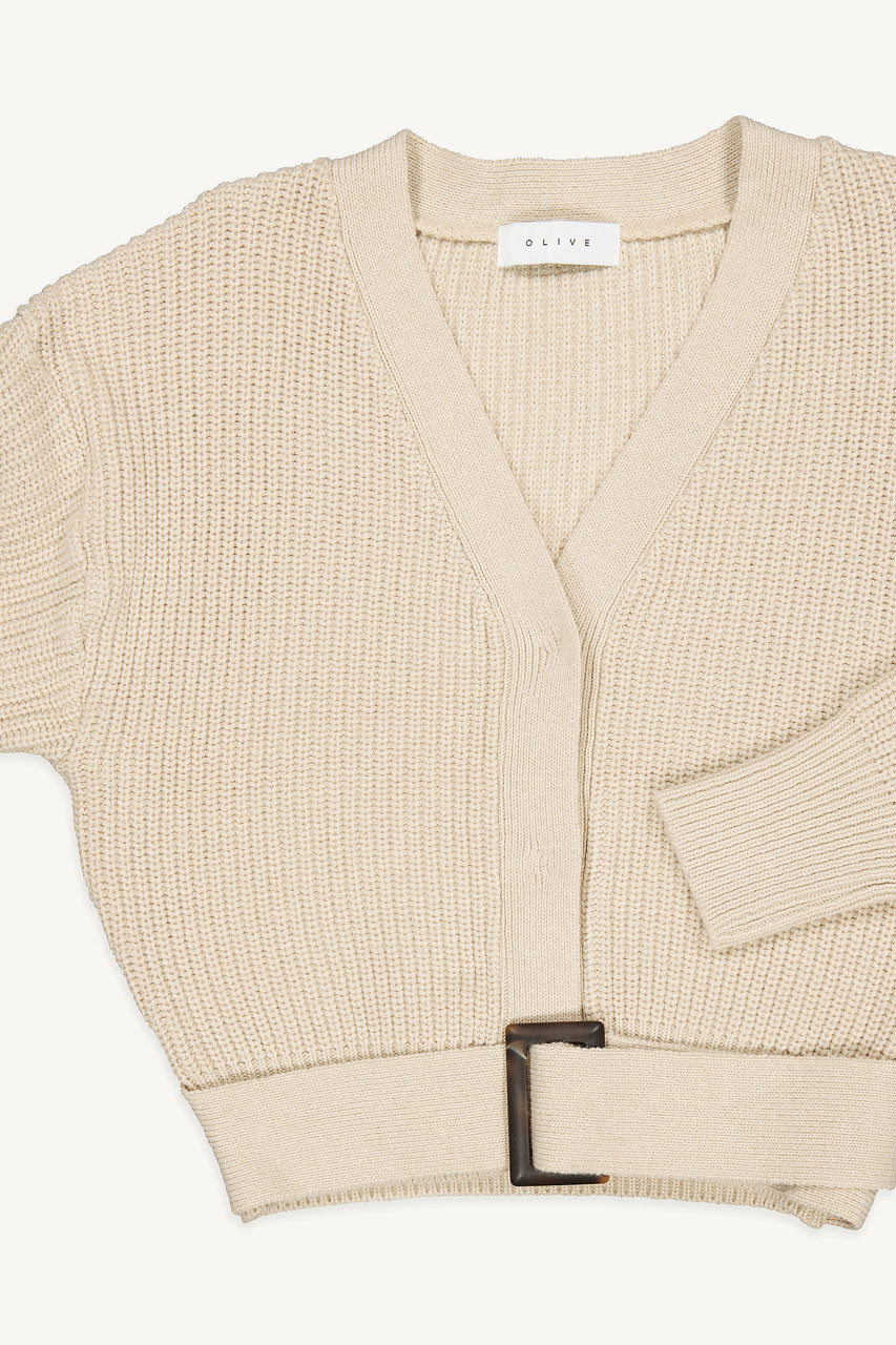 Hikiri Belted Cardigan, Beige