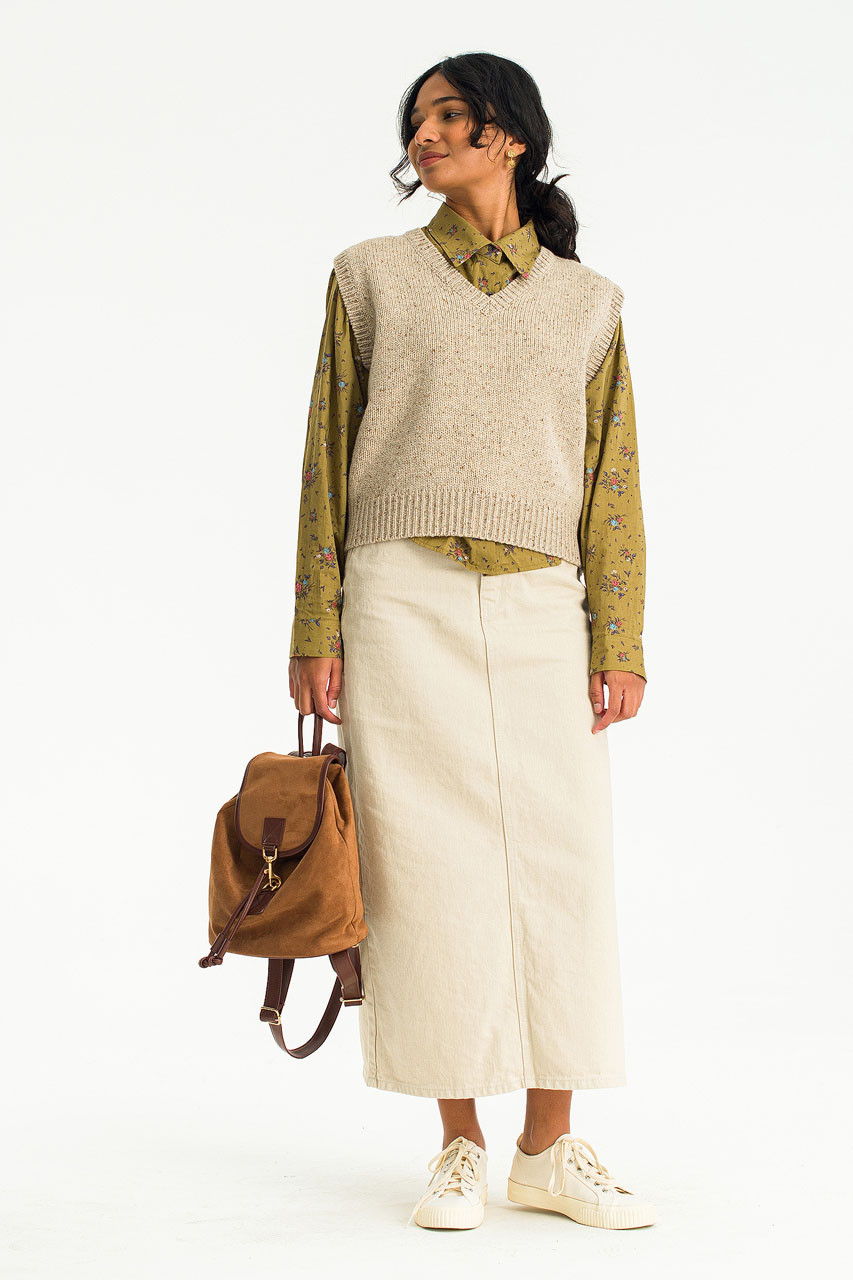 Carpenter Denim Skirt, Cream