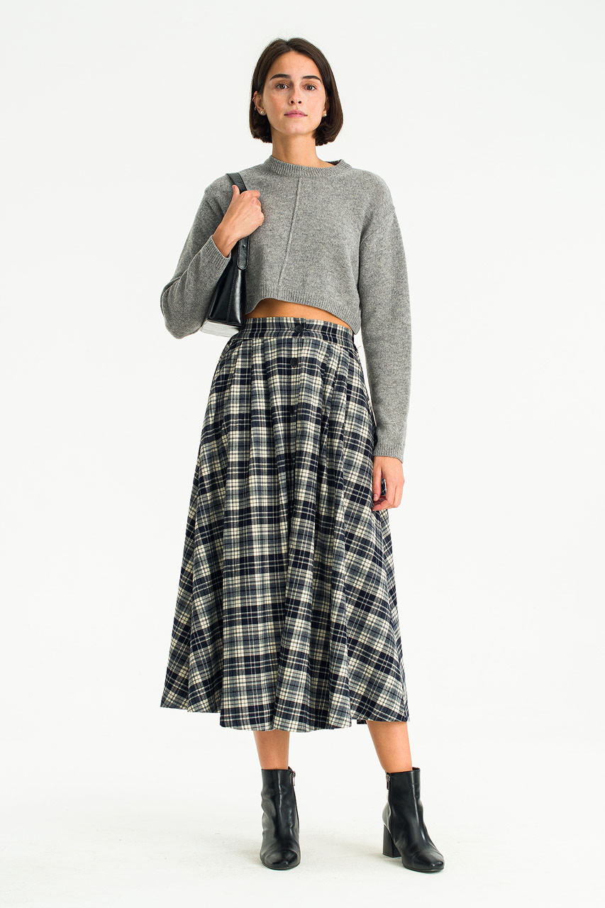 Takumi Check Skirt, Navy