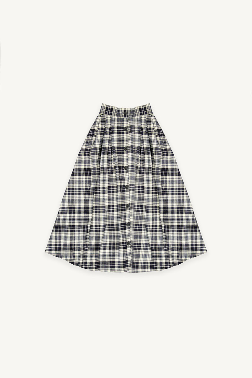 Molta Check Skirt, Navy