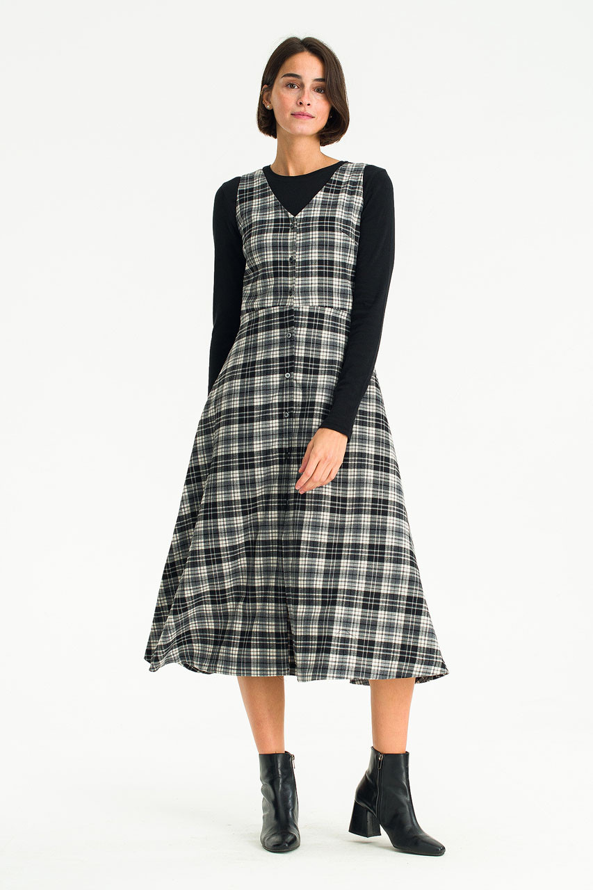 Lou Check Dress, Black