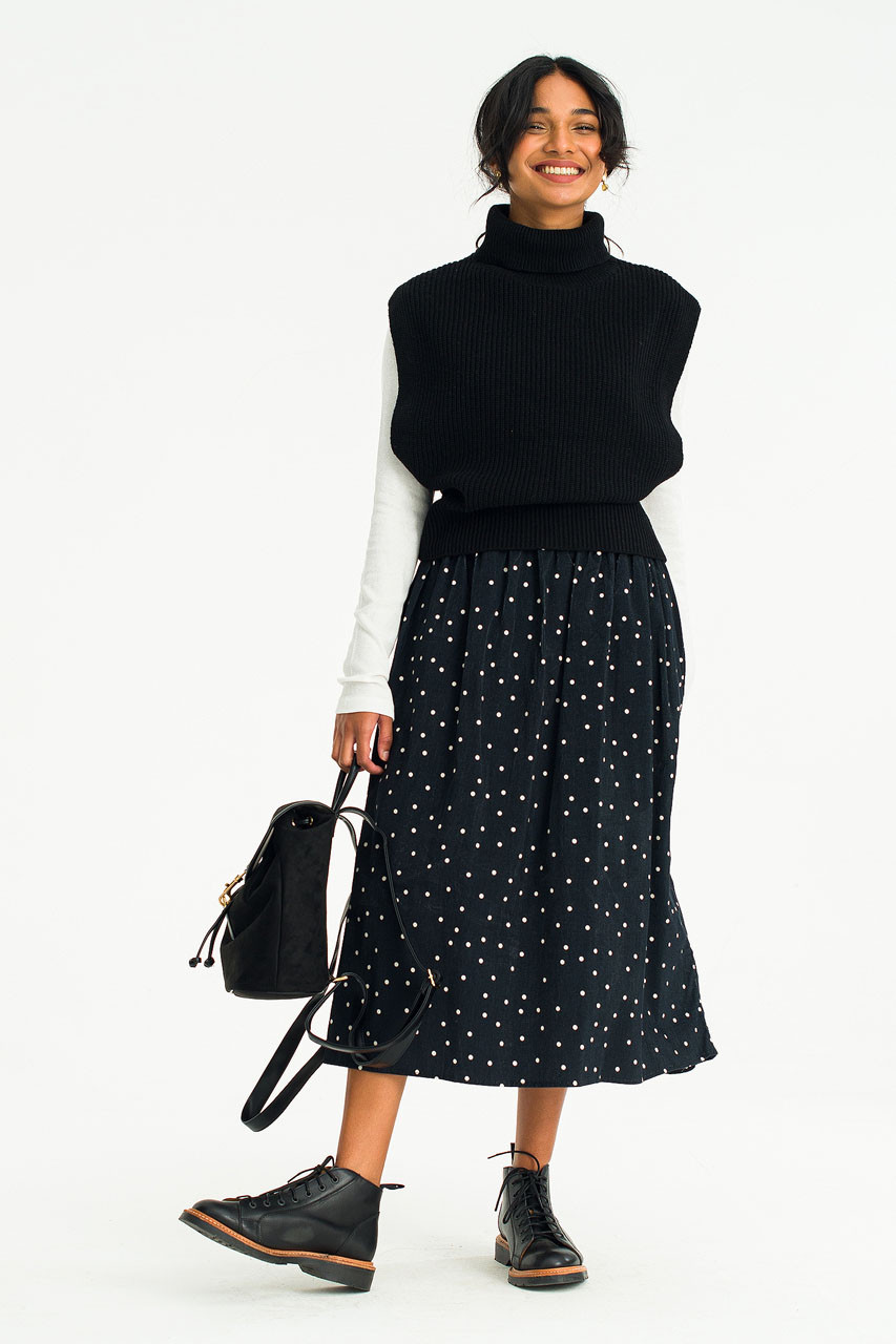 Poppy Polka Dot Skirt, Black