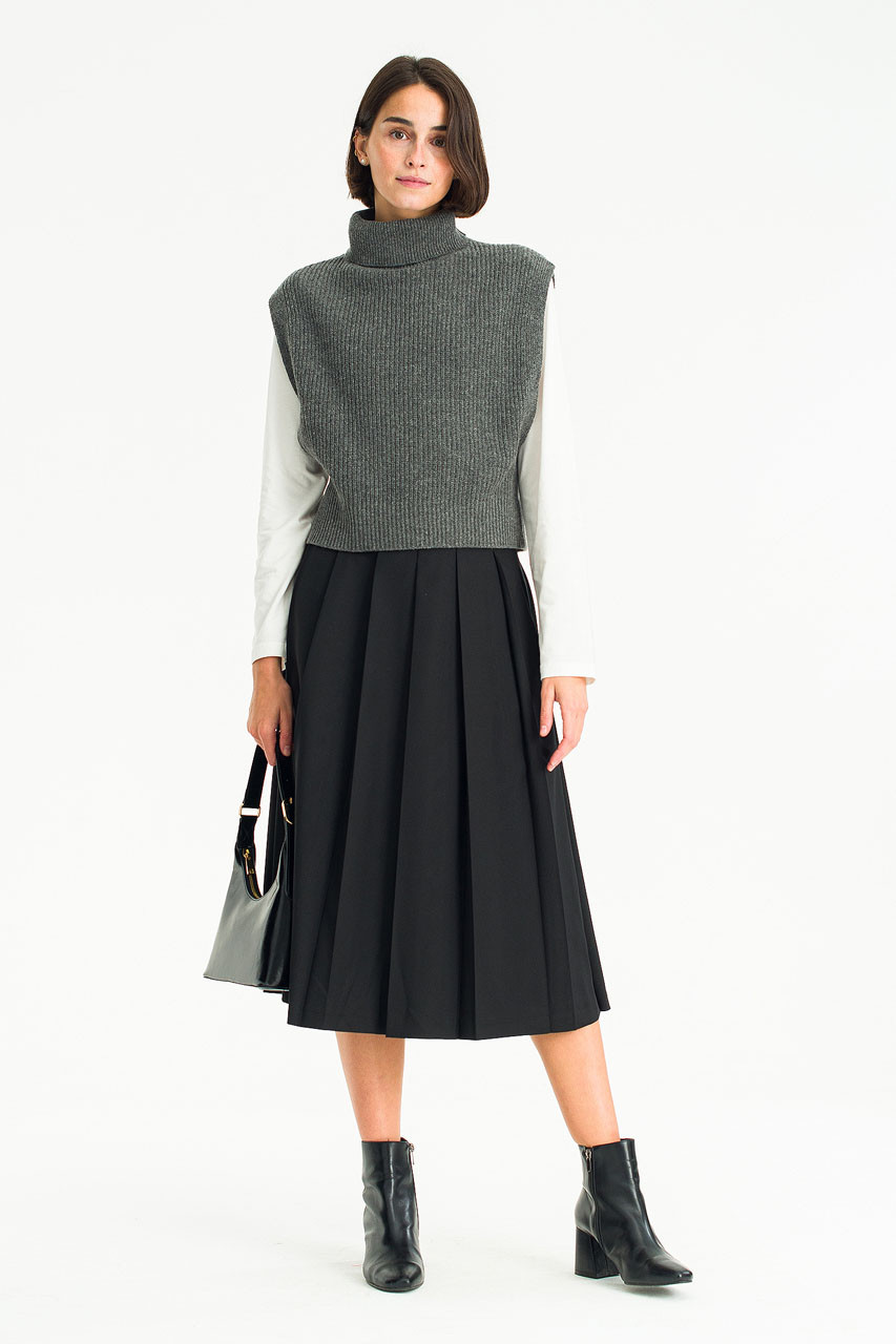 Jane Pleated Skirt, Black