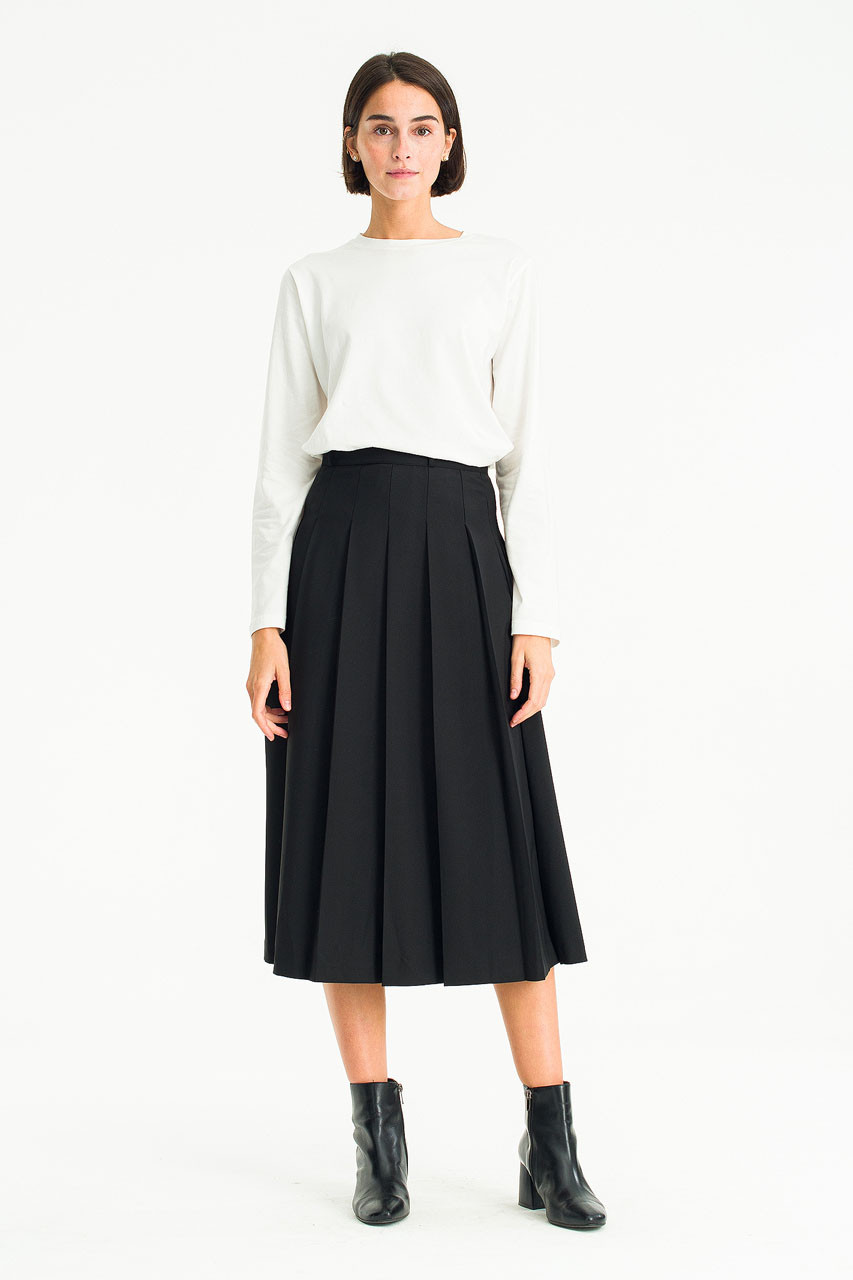Jane Pleated Skirt, Black