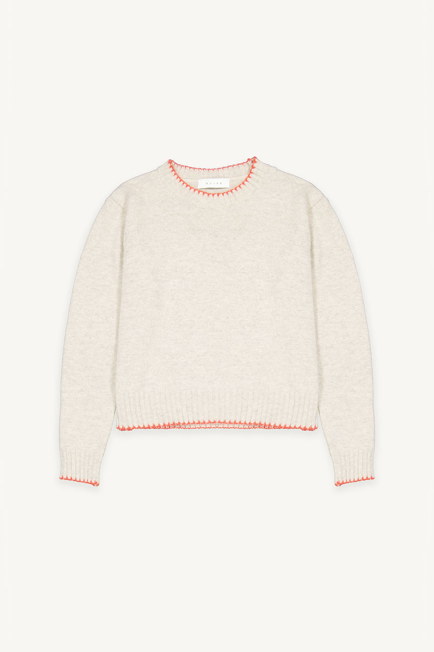 Contrast Stitch Jumper, Oat