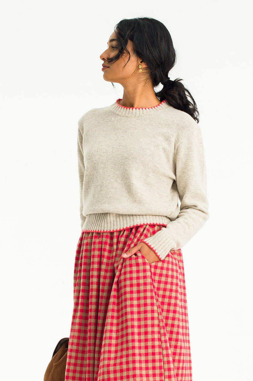 Contrast Stitch Jumper, Oat
