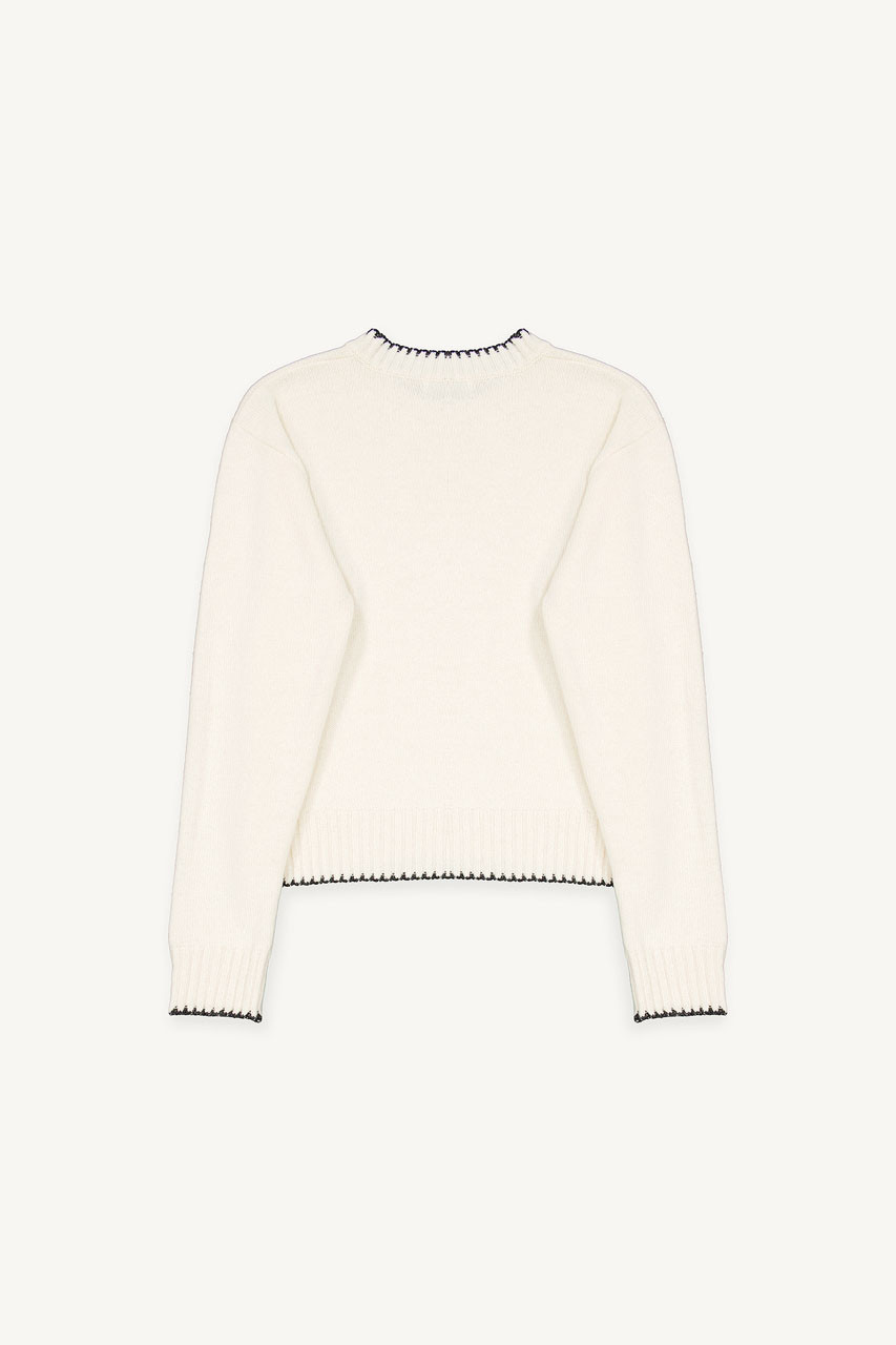 Contrast Stitch Jumper, Ivory