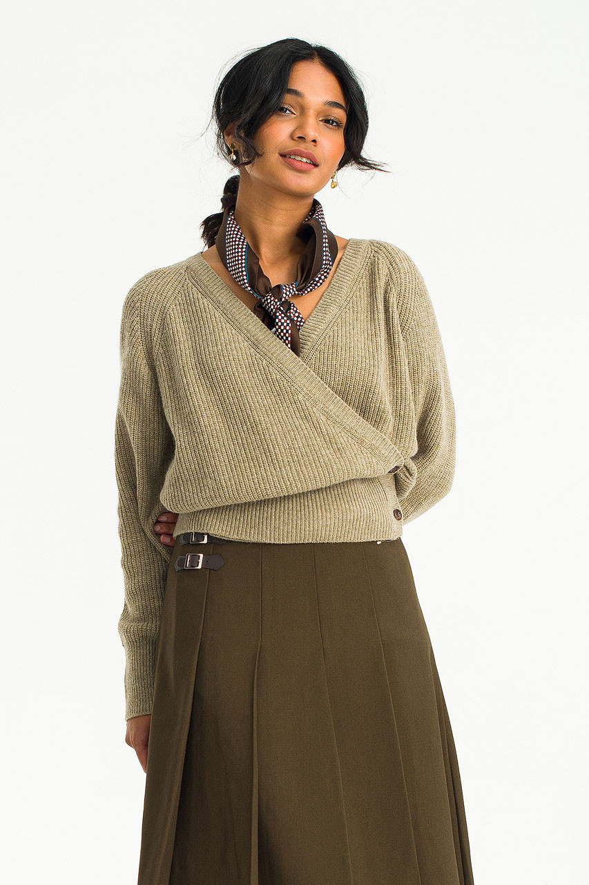 Mui Wrap Cardigan, Beige