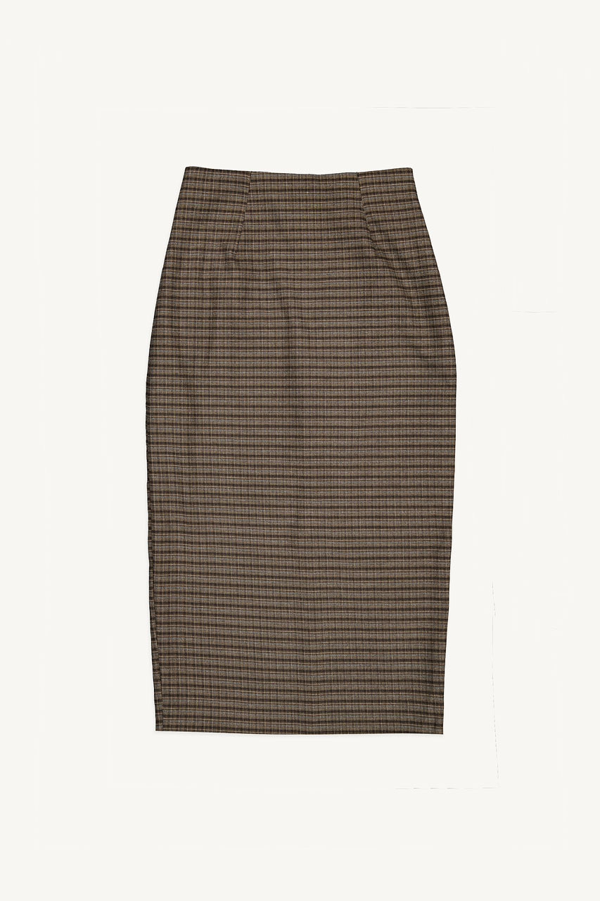 Kai Check Skirt, Brown