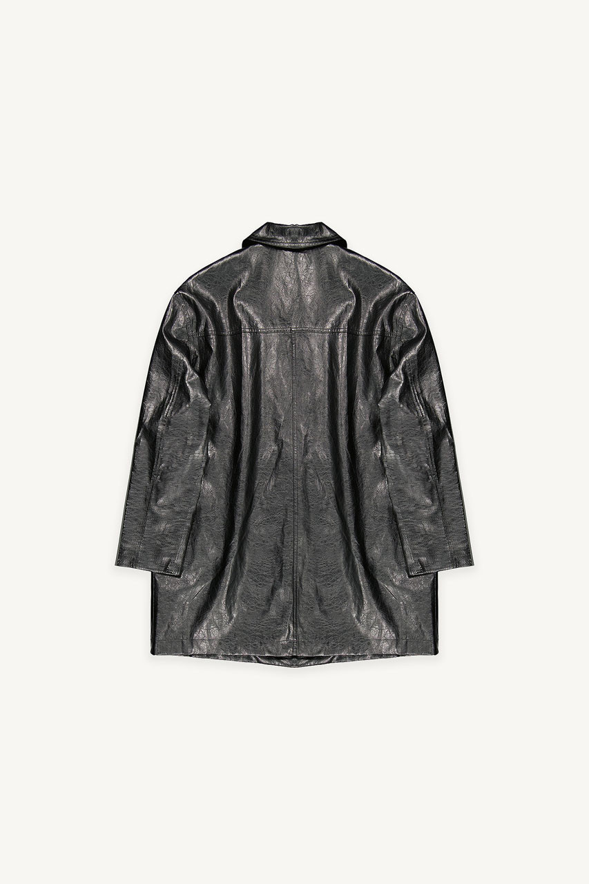 Leatherette Boxy Jacket, Black
