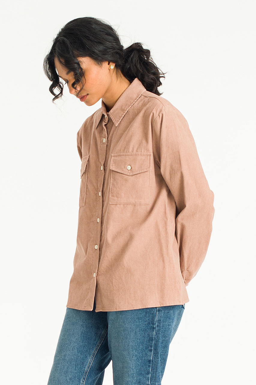 Twin Pocket Cotton Shirt, Pink