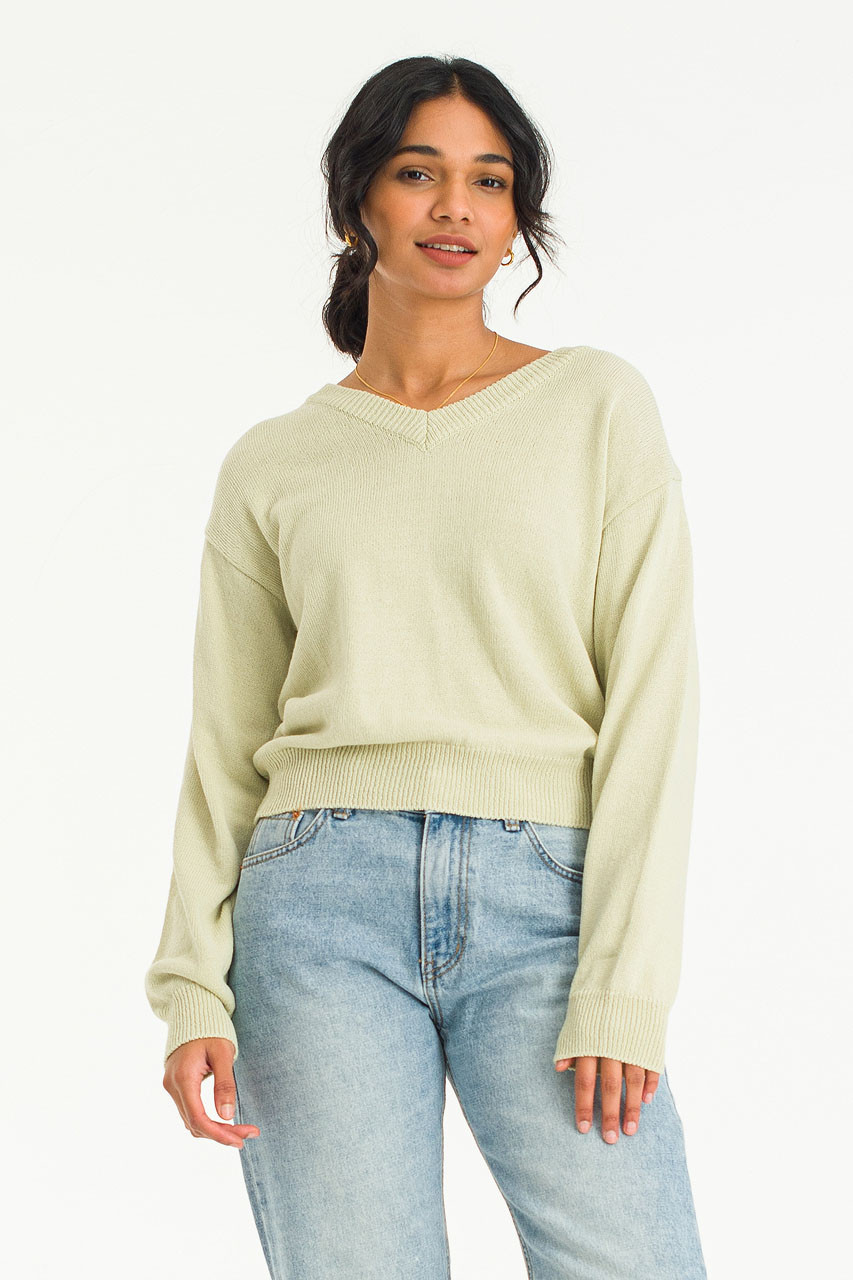 Noa V Neck Jumper, Lime