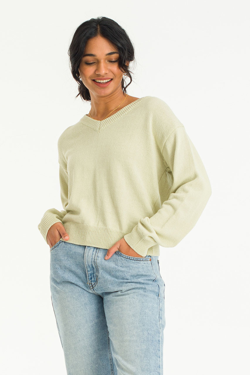 Noa V Neck Jumper, Lime