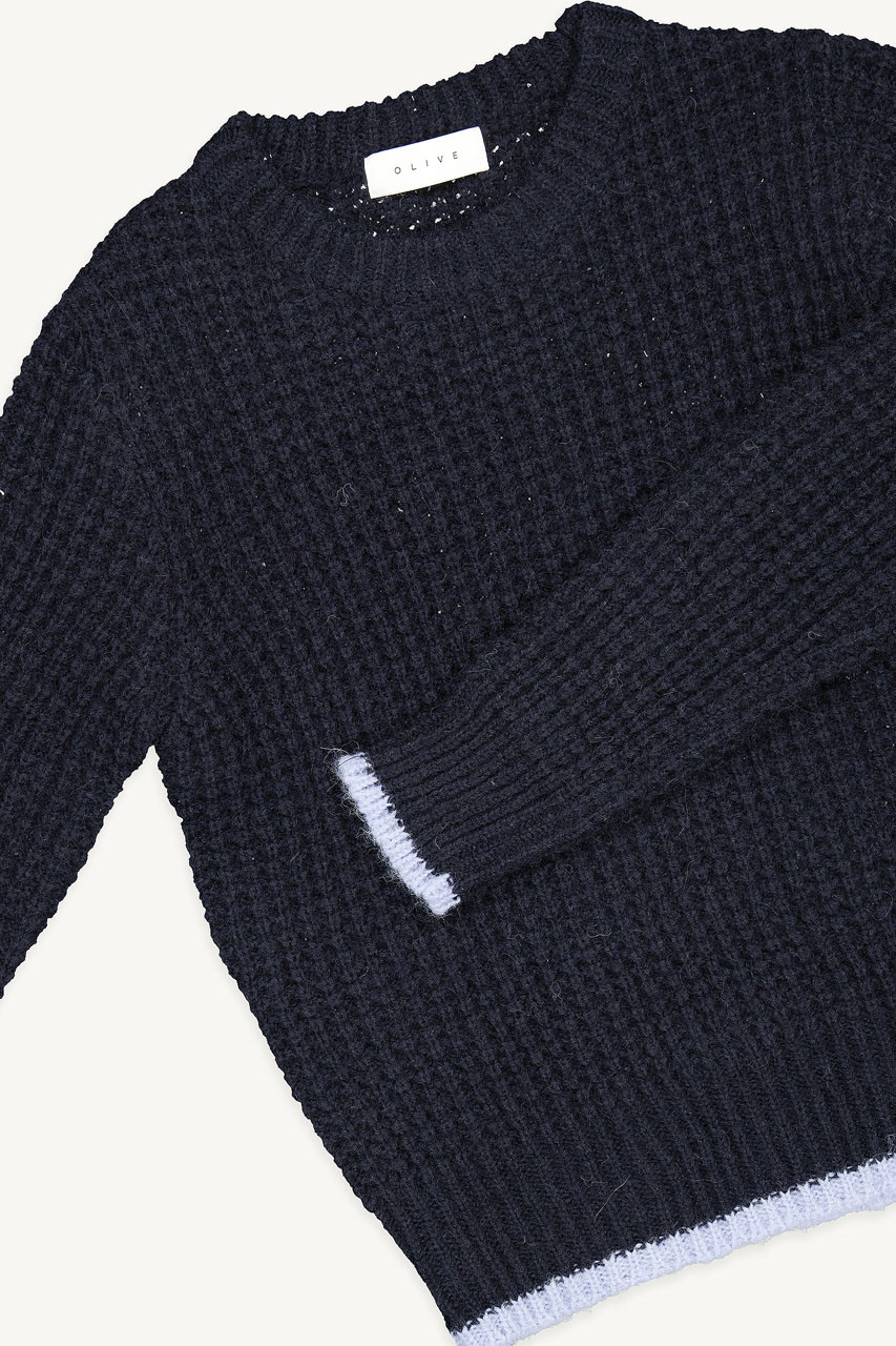 Napa Waffle Contrast Jumper, Navy