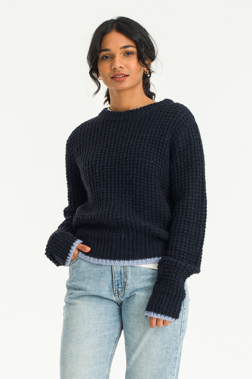 Napa Waffle Contrast Jumper, Navy