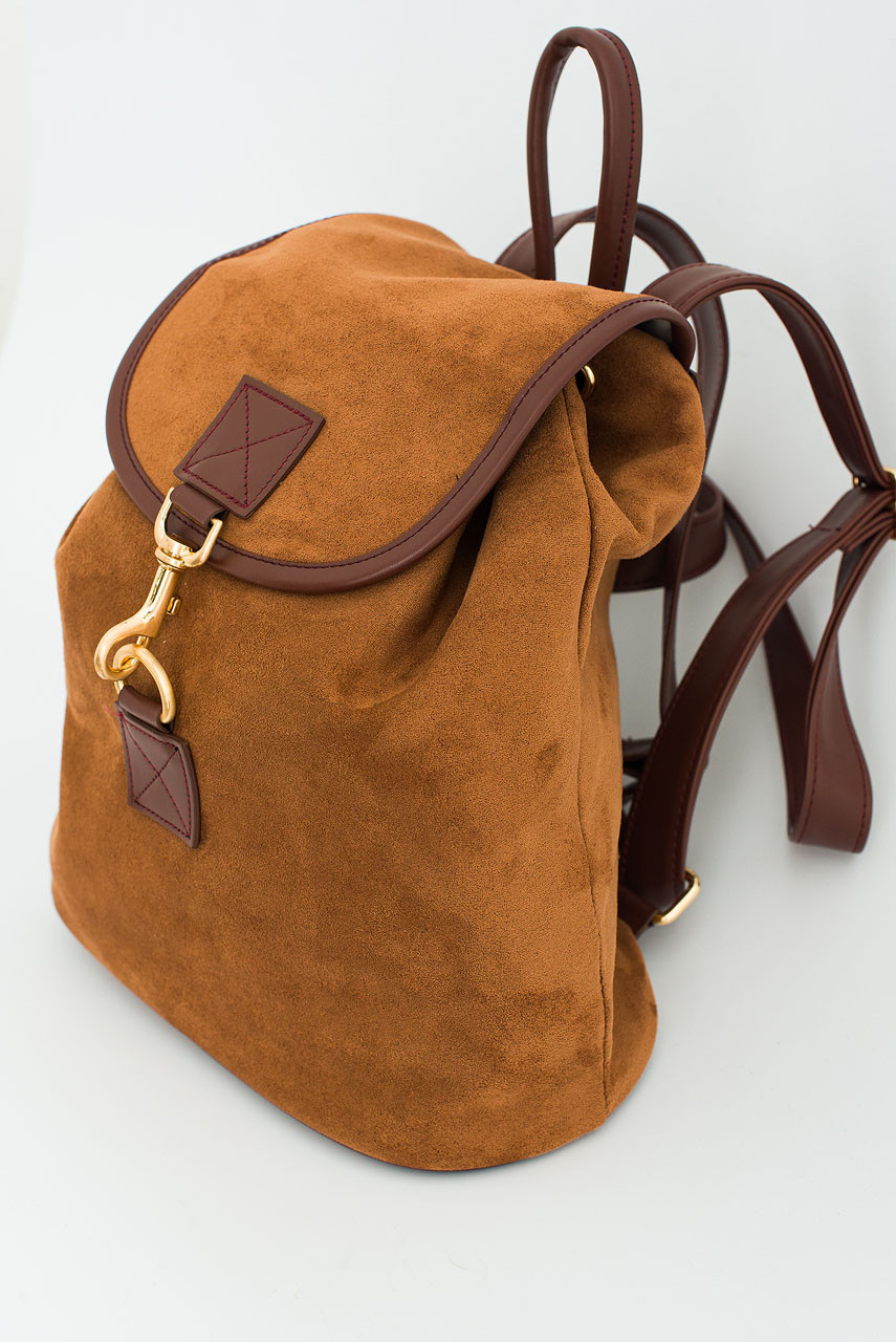 Faux Suede Back Pack, Brown