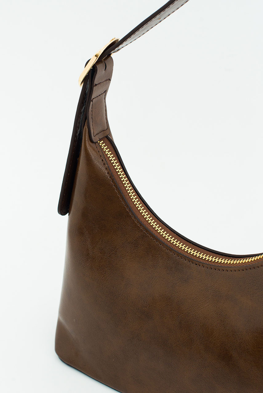 Buckle Shouder Bag, Brown