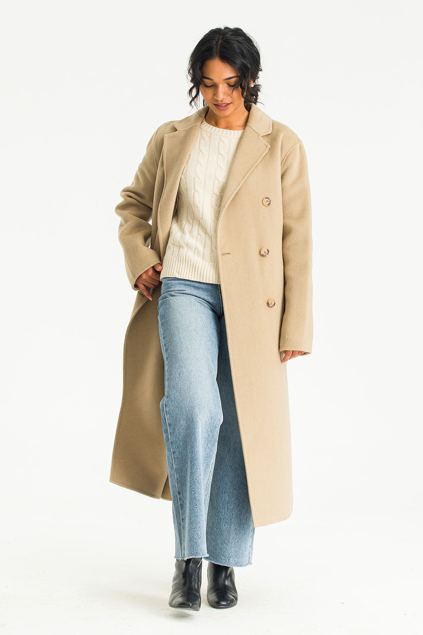 remake beige×black coat Uptown Colorblock Coat - Bernardo
