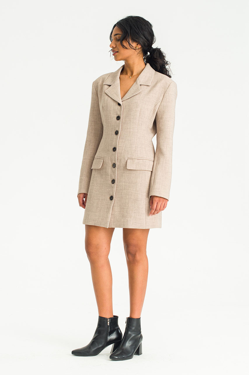 Soi Jacket Style Mini Dress, Beige