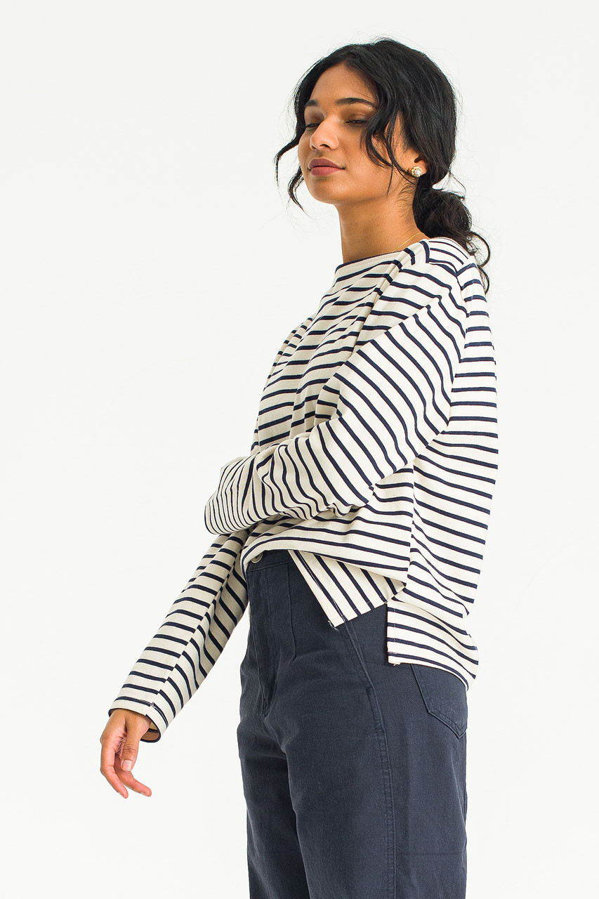 Noa Square Stripe Tee, Ivory