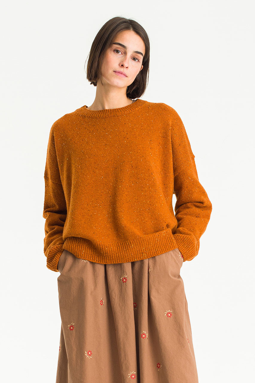 Boucle Round Neck Jumper, Pumpkin