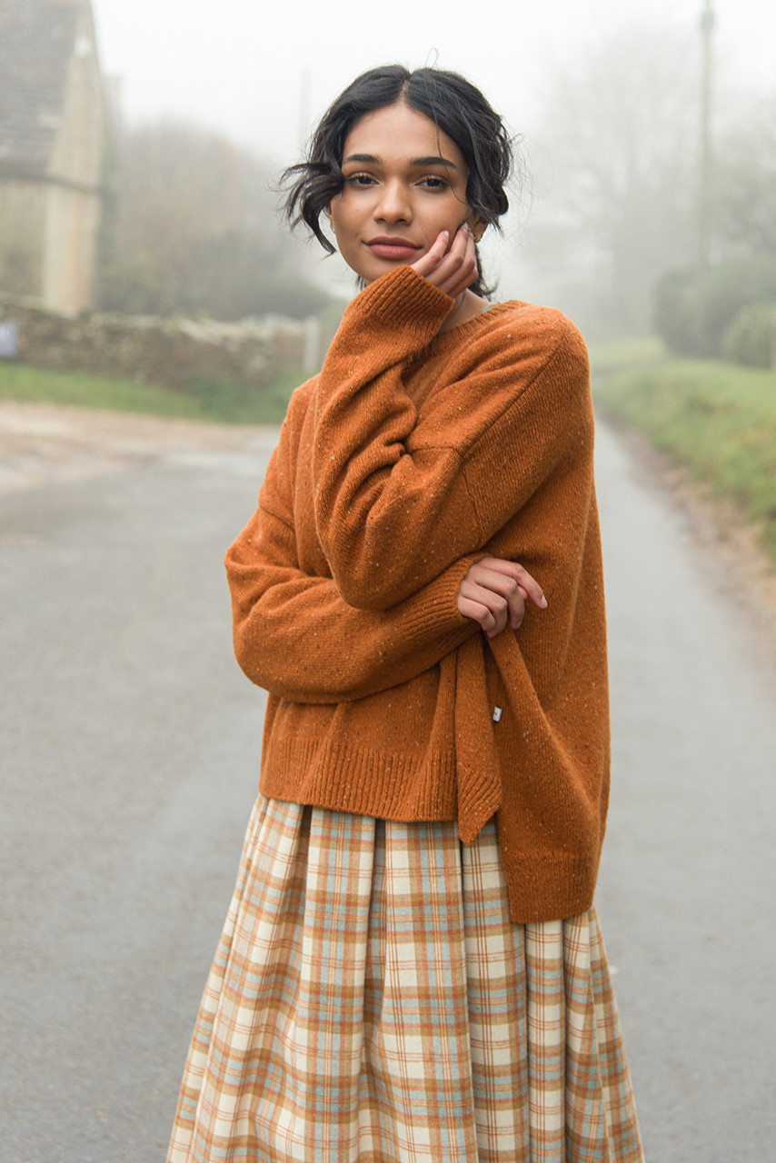 Boucle Round Neck Jumper, Pumpkin