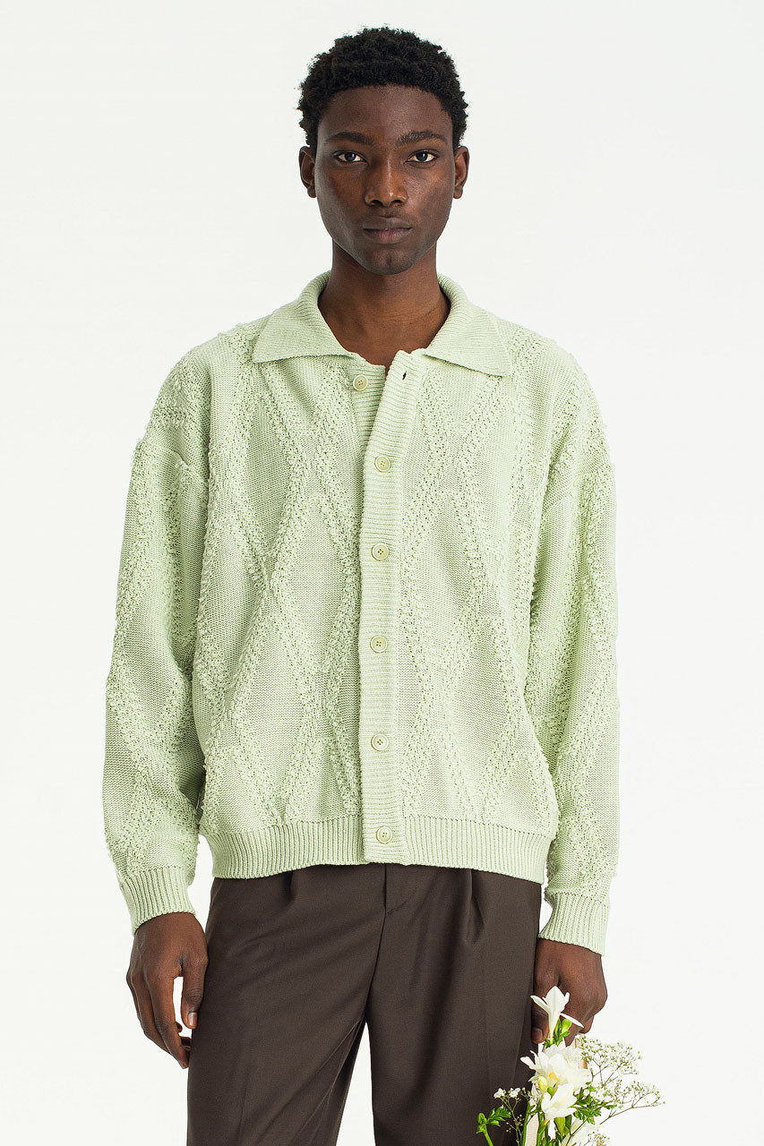 Menswear | Diamond Knit Cardigan, Mint