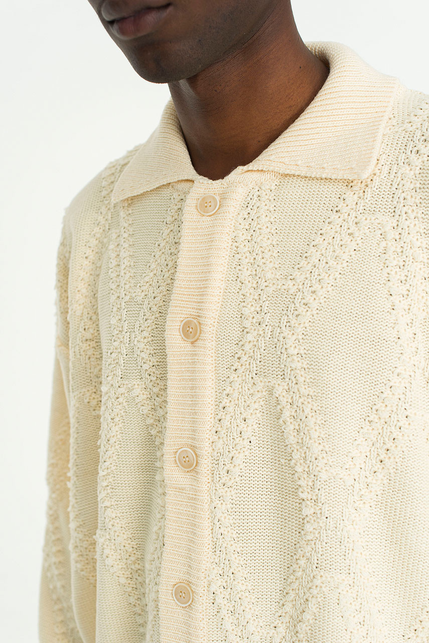 Menswear | Diamond Knit Cardigan, Cream