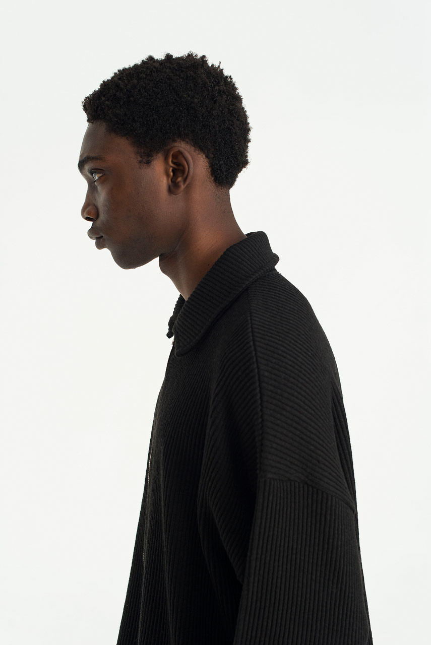 Menswear | Ribbed Zip-Thru Cardigan, Black