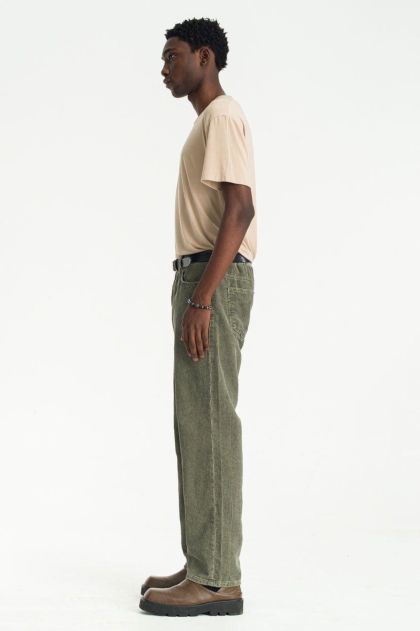 Corduroy pants model OSBY jogger tapered made of pure organic cotton - green, Corduroy trousers