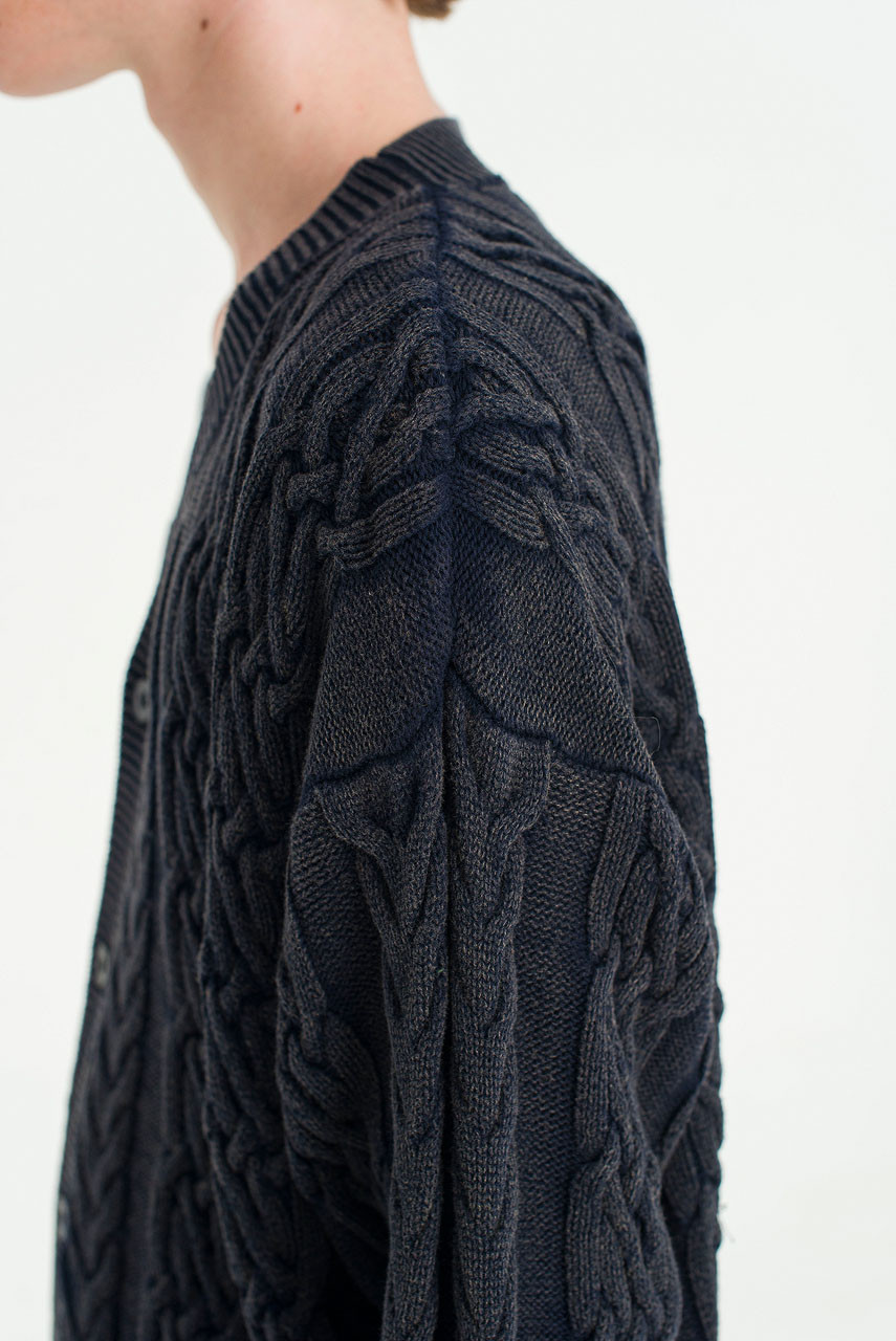 Menswear | Faded Cable Cardigan , Navy