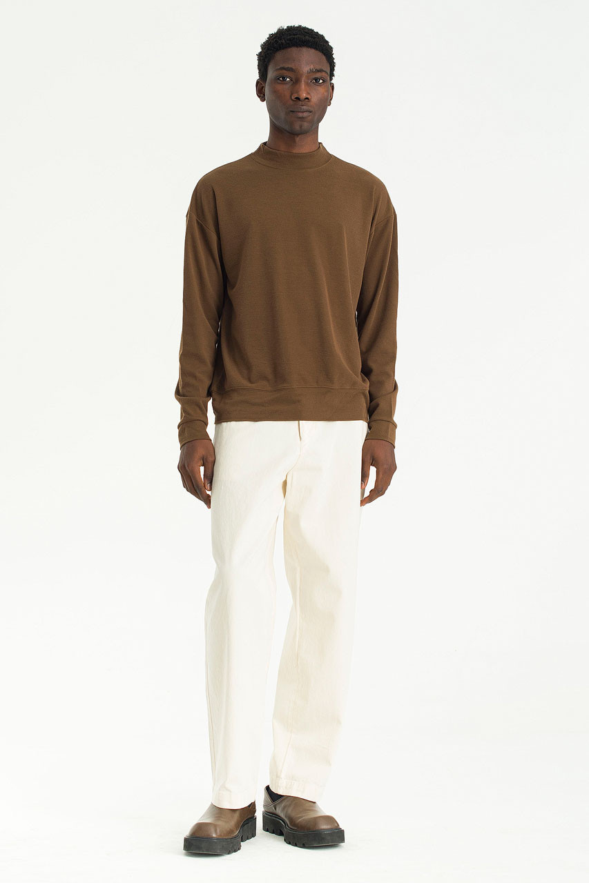 Menswear | Soft Mock Neck Tee, Brown