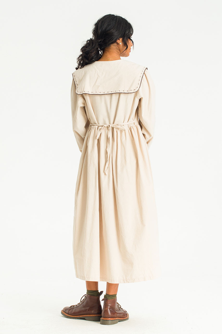 Asuka Embroidery Collar Dress, Ivory