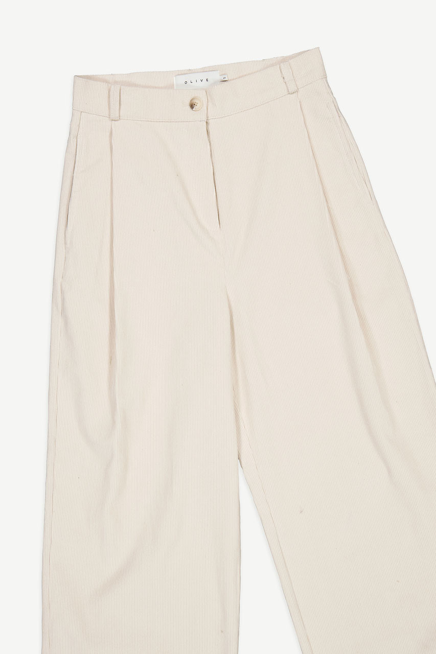 Fara Cord Pintuck Pants, Ivory